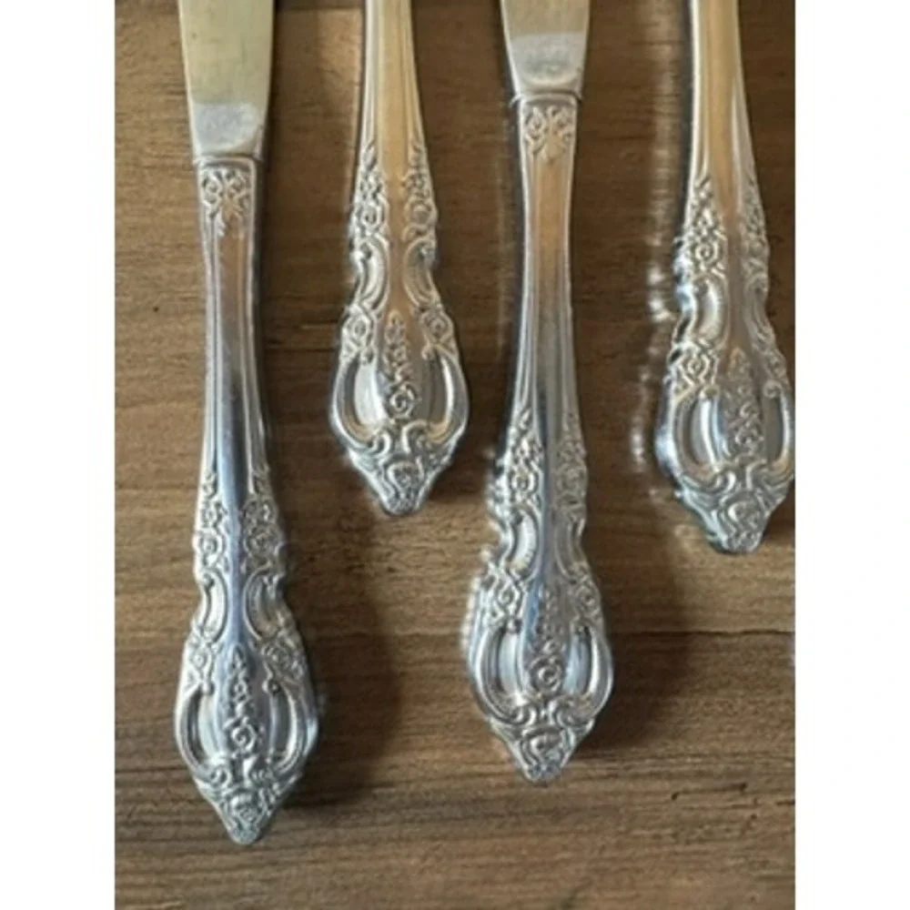 Vintage Oneida Renoir Pembrooke Stainless Flatware‎ Dinner Knives Set of 5